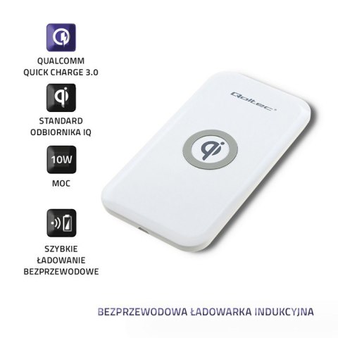 Qoltec Bezprzewodowa ładowarka indukcyjna | Qualcomm QuickCharge 3.0 10W | Biały