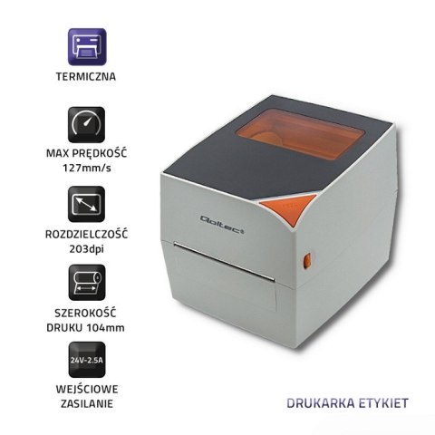 Qoltec Drukarka etykiet LTP-0245 | termiczna | High Speed | 203 dpi | USB