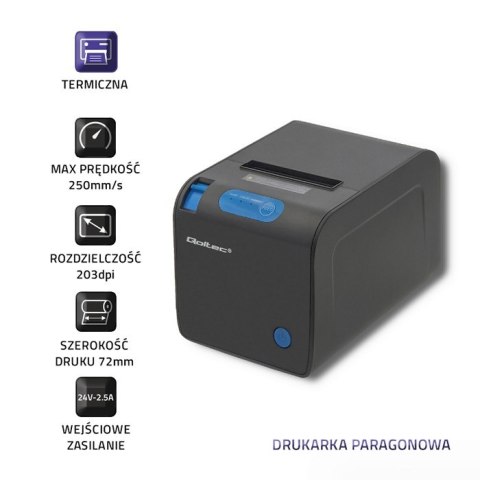 Qoltec Drukarka paragonowa RTP-0246 | bonowa | termiczna | High Speed | 203 dpi | USB