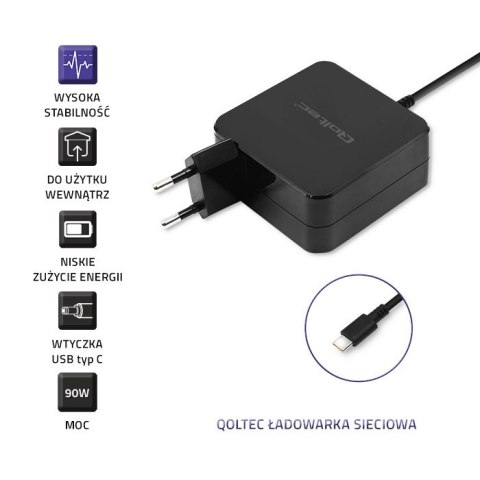 Qoltec Ładowarka sieciowa 90W | 20.3V | 4.5A | USB typ C