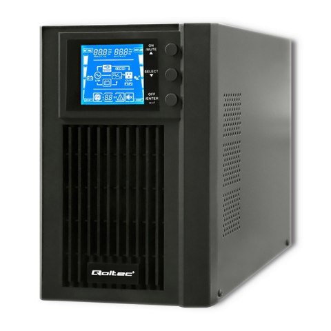 Qoltec Zasilacz awaryjny UPS On-line | Pure Sine Wave | 1kVA | 800W | LCD | USB