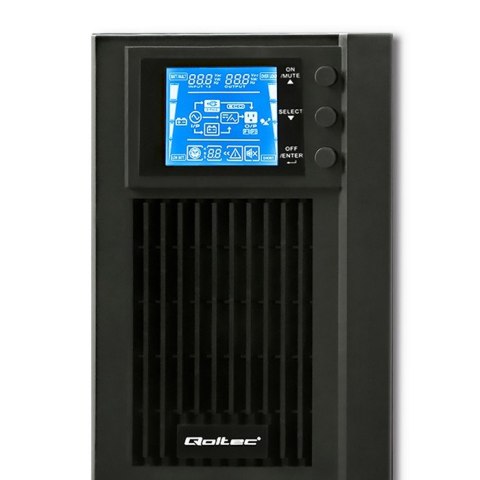 Qoltec Zasilacz awaryjny UPS On-line | Pure Sine Wave | 1kVA | 800W | LCD | USB