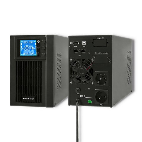 Qoltec Zasilacz awaryjny UPS On-line | Pure Sine Wave | 1kVA | 800W | LCD | USB