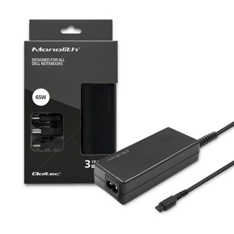 Qoltec Zasilacz specjalizowany do Dell 65W | SmartPlug | 3 wtyczki | +kabel zasilający