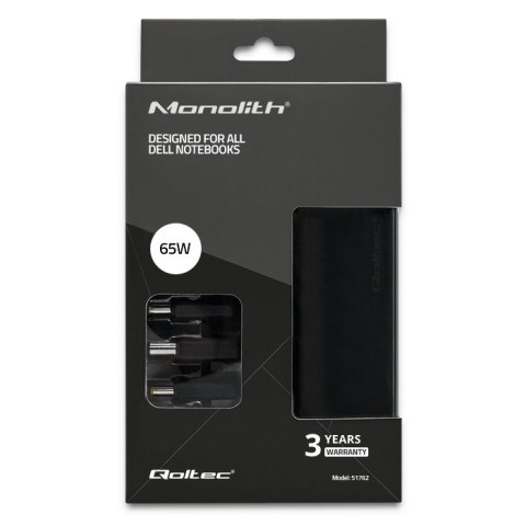 Qoltec Zasilacz specjalizowany do Dell 65W | SmartPlug | 3 wtyczki | +kabel zasilający