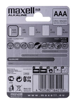 MAXELL Bateria alkaliczna LR03, 4 szt.