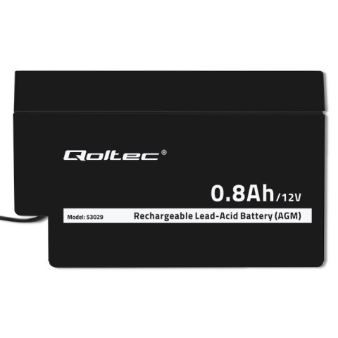 Qoltec Akumulator AGM | 12V | 0.8Ah | Bezobsługowy | Wydajny | LongLife | do zabawek, pojazdów