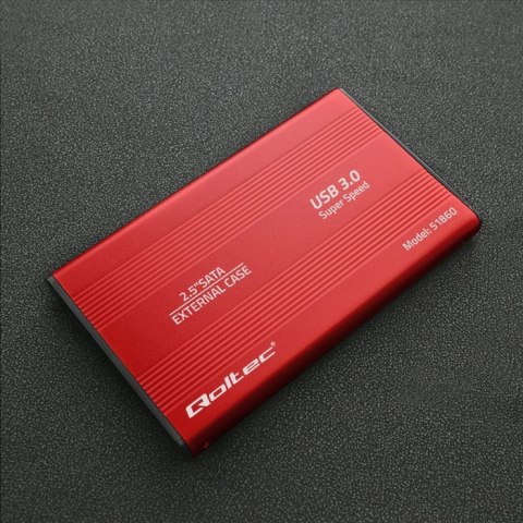 Qoltec Aluminiowa Obudowa | kieszeń do dysków HDD SSD 2.5" SATA3 | USB 3.0 | Czerwony