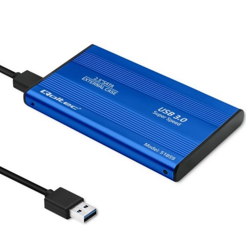 Qoltec Aluminiowa Obudowa | kieszeń do dysków HDD SSD 2.5" SATA3 | USB 3.0 | Niebieski