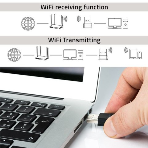 Qoltec Bezprzewodowy mini adapter WiFi Standard N | BT 4.0 USB