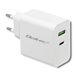 Qoltec Ładowarka sieciowa 45W | 5-20V | 2.4-3A | USB typ C PD | USB | Biała