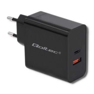 Qoltec Ładowarka sieciowa 63W | 5-20V | 1.5-3A | USB typ C PD | USB QC 3.0 | Czarna