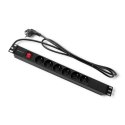 Qoltec Listwa zasilająca PDU do RACK 19'' | 1U | 16A | 6xFRENCH | 2m