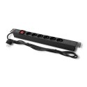 Qoltec Listwa zasilająca PDU do RACK 19'' | 1U | 16A | 6xFRENCH | 2m