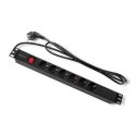 Qoltec Listwa zasilająca PDU do RACK 19'' | 1U | 16A | 6xSCHUKO | 2m