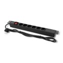 Qoltec Listwa zasilająca PDU do RACK 19'' | 1U | 16A | 6xSCHUKO | 2m