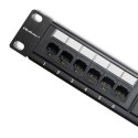 Qoltec Patch panel RACK | 24 porty | kat.6 UTP | Czarny