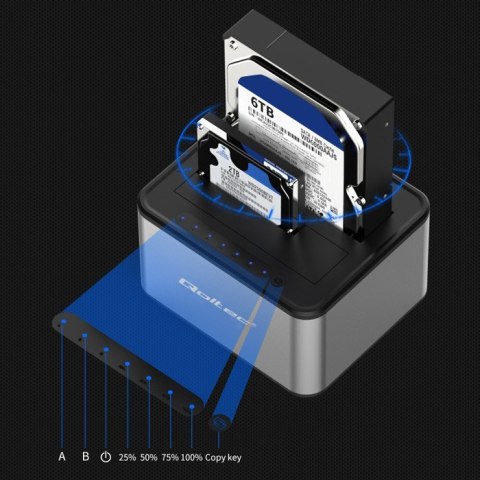 Qoltec Stacja dokująca dysków 2x HDD/SSD | 2.5"/3.5" SATA | USB 3.0 | Klonowanie