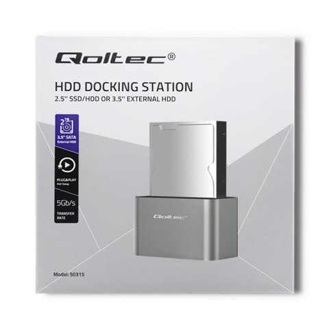 Qoltec Stacja dokująca dysków HDD/SSD | 2.5"/3.5" SATA | USB 3.0