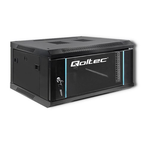 Qoltec Szafa RACK 19" | 4U | 600 x 280 x 450 | Hartowane drzwi | Wisząca | Stalowa obudowa | Zamek | Czarna