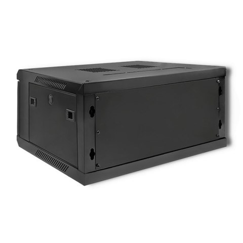 Qoltec Szafa RACK 19" | 4U | 600 x 280 x 450 | Hartowane drzwi | Wisząca | Stalowa obudowa | Zamek | Czarna