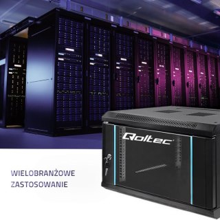 Qoltec Szafa RACK 19" | 6U | 600 x 370 x 450 | Hartowane drzwi | Wisząca | Stalowa obudowa | Zamek | Czarna