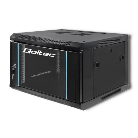 Qoltec Szafa RACK 19" | 6U | 600 x 370 x 600 | Hartowane drzwi | Wisząca | Stalowa obudowa | Zamek | Czarna