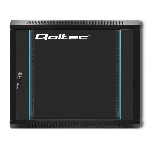 Qoltec Szafa RACK 19" | 9U | 600 x 500 x 450 | Hartowane drzwi | Wisząca | Stalowa obudowa | Zamek | Czarna