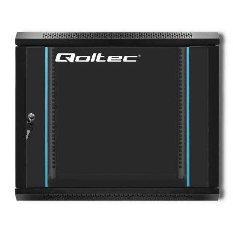 Qoltec Szafa RACK 19" | 9U | 600 x 500 x 600 | Hartowane drzwi | Wisząca | Stalowa obudowa | Zamek | Czarna