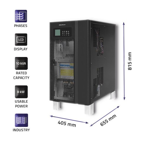 Qoltec Zasilacz awaryjny UPS 3-fazowy | 10kVA | 8kW | LCD