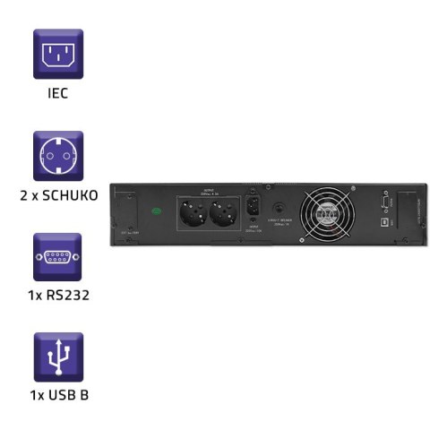 Qoltec Zasilacz awaryjny UPS RACK | 1kVA | 800W | LCD