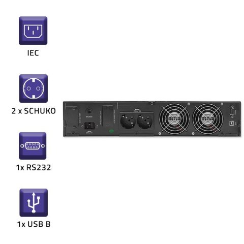 Qoltec Zasilacz awaryjny UPS RACK | 3kVA | 2400W | LCD