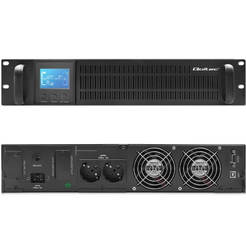 Qoltec Zasilacz awaryjny UPS RACK | 3kVA | 2400W | LCD