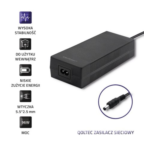 Qoltec Zasilacz desktopowy 96W | 24V | 4A | 5.5*2.5 | +kabel zasilający