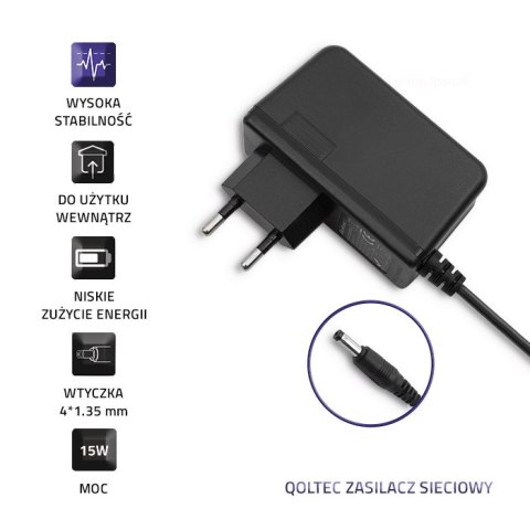 Qoltec Zasilacz wtyczkowy 15W | 5V | 3A | 4.0*1.35