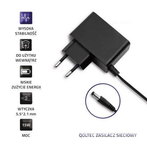 Qoltec Zasilacz wtyczkowy 15W | 7.5V | 2A | 5.5*2.1