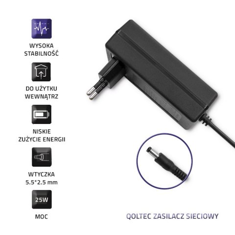 Qoltec Zasilacz wtyczkowy 25W | 5V | 5A | 5.5*2.5