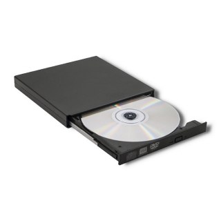 Qoltec Zewnętrzny Napęd Nagrywarka Odtwarzacz płyt CD DVD | USB 2.0 | Czarny