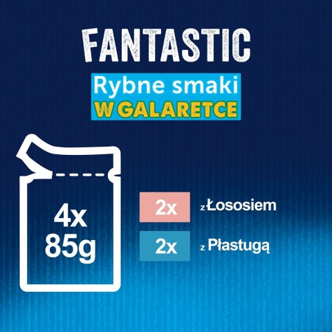 FELIX Fantastic Łosoś w galaretce + Gładzica w galaretce - saszetki dla kota - 4x85g