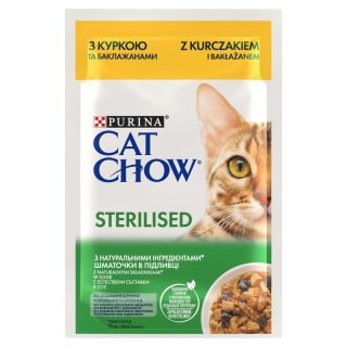 Purina Cat Chow Sterilised z kurczakiem i bakłażanem w sosie - mokra karma dla kota - 85 g