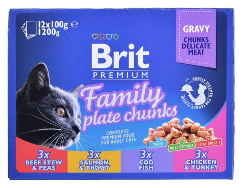 BRIT Cat Pouches Family Plate - mokra karma dla kota - 12 x 100g