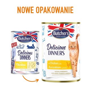 BUTCHER'S Delicious Dinners Kawałki z kurczakiem w galaretce - mokra karma dla kota - 400 g