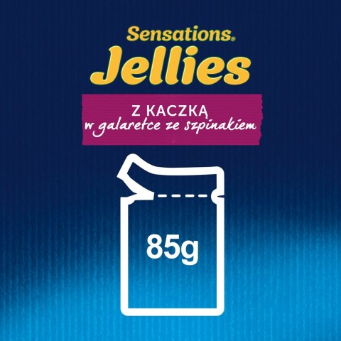 PURINA Felix Sensations Jellies z kaczką w galaretce ze szpinakiem - mokra karma dla kota - saszetka 85 g