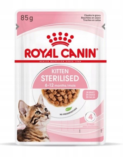 ROYAL CANIN FHN Kitten Sterilised w sosie - mokra karma dla kociąt - 12x85 g