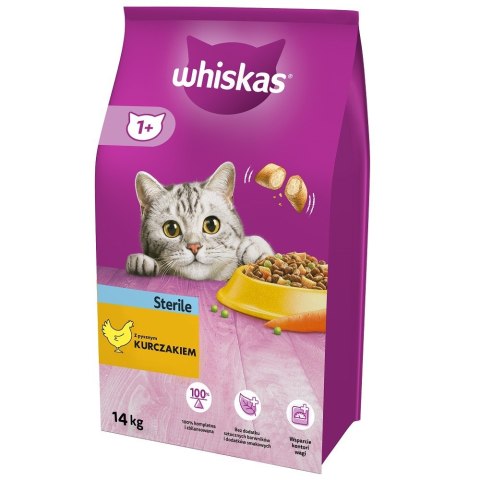 WHISKAS Sterile z kurczakiem - sucha karma dla kotów po sterylizacji - 14 kg