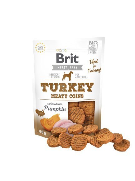 Brit Jerky Turkey Meaty Coins - Indyk - przysmak dla psa - 80 g