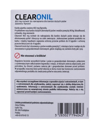 FRANCODEX Clearonil Duże psy - krople przeciw kleszczom i pchłom dla psa - 3x402 mg