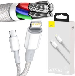 KABEL USB-C -> Lightning / iPhone Baseus Cafule CATLGD-A02 2m 20W PD Quick Charging BIAŁY W OPLOCIE