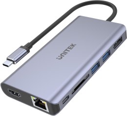 Adapter Unitek D1056A Hub USB-C 2x USB 3.1 HDMI DP RJ45 czytnikSD