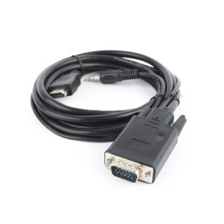 Adapter GEMBIRD A-HDMI-VGA-03-10 (HDMI M - D-Sub (VGA), Jack stereo 3,5 mm M; 3m; kolor czarny)